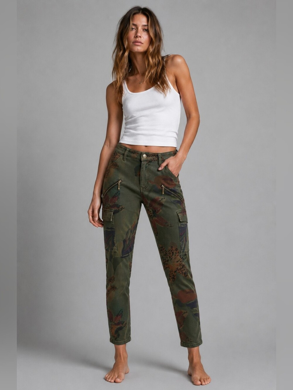 Desigual Camoflower Skinny Cargo Pants Small